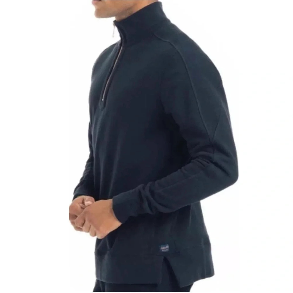 GOODMAN BRAND Men’s 1/4 Zip Mock Neck Navy Blue Pull Over Long Seeve size XXL - Picture 2 of 6